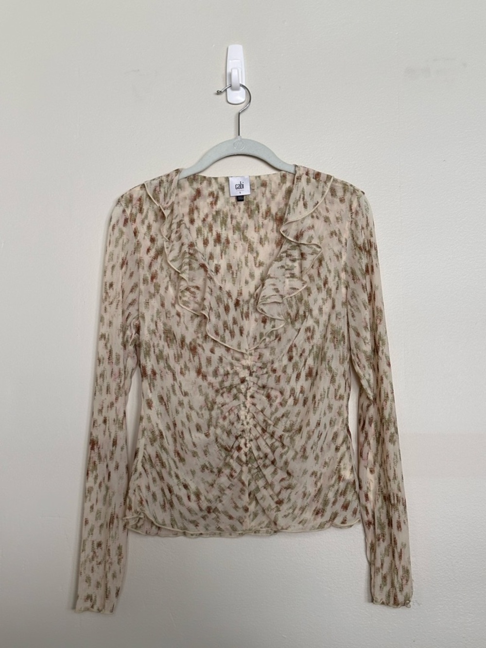 CAbi Ruffle V-Neck Long Sleeve Blouse